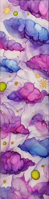 Free printable abstract cloud art bookmark featuring purple clouds abstract art